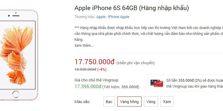 Apple iPhone 6S 64GB giá rẻ (1672)