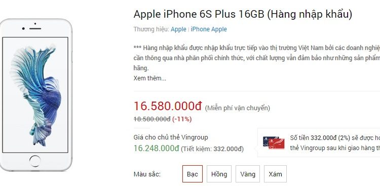 Apple iPhone 6S Plus 16GB giá ưu đãi (2937)