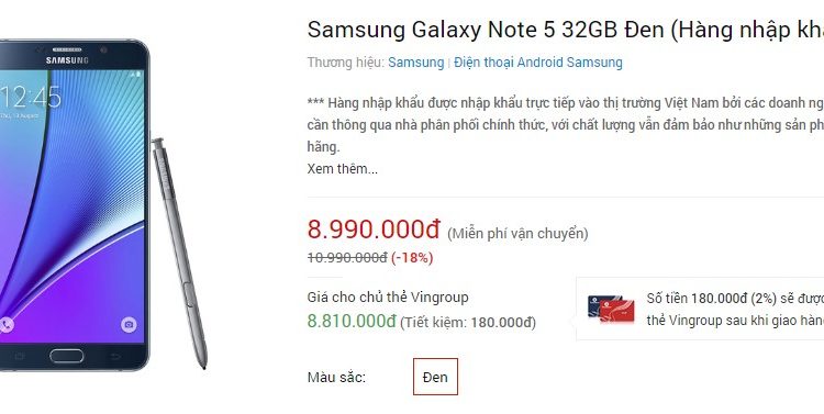 Samsung Galaxy Note 5 giá thấp nhất thị trường (6148)